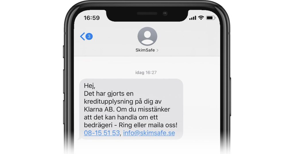 SMS Avisering från SkimSafe